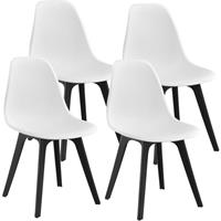 [en.casa] 4x Design Stühle Weiß/Schwarz Esszimmer Stuhl Kunststoff Skandinavisch