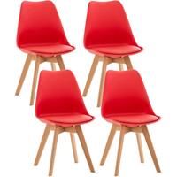 clp 4er Set Esszimmerstuhl Linares-rot-Kunststoff