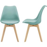 [en.casa] 2x Design Stühle Esszimmerstuhl Minzengrün PU-Kunstleder Stuhl Holzgestell