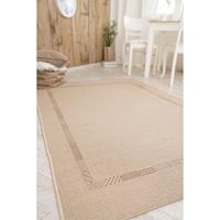 misento Teppich Bordürenteppich Beige 133 x 190 cm Webstruktur - 