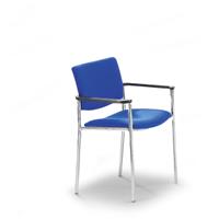 Bezoekersstoel met textielbekleding en kunststof voetdoppen, frame verchroomd, bekleding blauw