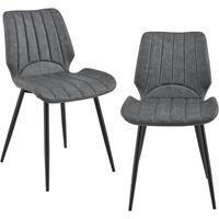 [en.casa] 2x Stühle Dunkelgrau Lehnstuhl Esszimmer-Stuhl Polsterstuhl Lounge Set