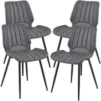 [en.casa] 4x Stühle Dunkelgrau Lehnstuhl Esszimmer-Stuhl Polsterstuhl Lounge Set