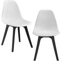 [en.casa] 2x Design Stühle Weiß/Schwarz Esszimmer Stuhl Kunststoff Skandinavisch