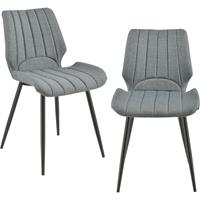 [en.casa] 2x Stühle Textil Grau Lehnstuhl Esszimmer-Stuhl Polsterstuhl Lounge