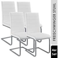 artlife Freischwinger Stuhl Vegas 4er Set | Kunstleder Bezug + Metall Gestell | 120 kg belastbar | weiß | Esszimmerstühle Schwingstühle