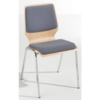 Houten kuipstoel NUKI, gestoffeerd, onderstel verchroomd, VE = 4 stuks, bekleding grijs