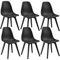 [en.casa] 6x Design Stühle Schwarz Esszimmer Stuhl Kunststoff Skandinavisch Set - 