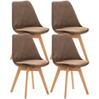 clp 4er Set Esszimmerstuhl Linares-dunkelbraun-Samt