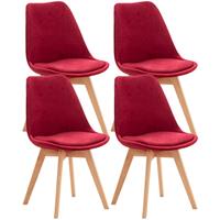 clp 4er Set Esszimmerstuhl Linares-rot-Samt