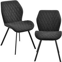 [en.casa] 2x Stühle Dunkelgrau Gepolstert mit Textilbezug Lehnstuhl Esszimmer-Stuhl Polsterstuhl Gesteppt Lounge Set