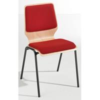 Houten kuipstoel NUKI, gestoffeerd, onderstel gecoat, VE = 4 stuks, bekleding rood