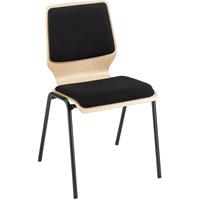 Houten kuipstoel NUKI, gestoffeerd, onderstel gecoat, VE = 4 stuks, bekleding zwart