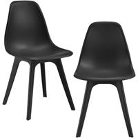 [en.casa] 2x Design Stühle Schwarz Esszimmer Stuhl Kunststoff Skandinavisch Set