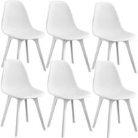 [en.casa] 6x Design Stühle Weiß Esszimmer Stuhl Kunststoff Skandinavisch Set