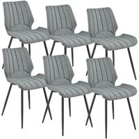 [en.casa] 6x Stühle Textil Grau Lehnstuhl Esszimmer-Stuhl Polsterstuhl Lounge