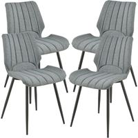 [en.casa] 4x Stühle Textil Grau Lehnstuhl Esszimmer-Stuhl Polsterstuhl Lounge