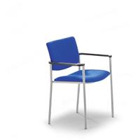Bezoekersstoel met textielbekleding en kunststof voetdoppen, frame aluminiumkleurig, bekleding blauw