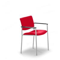 Bezoekersstoel met textielbekleding en kunststof voetdoppen, frame aluminiumkleurig, bekleding rood