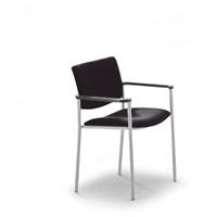 Bezoekersstoel met textielbekleding en kunststof voetdoppen, frame aluminiumkleurig, bekleding zwart