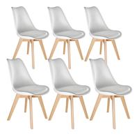 Tectake - 6 Eetkamerstoelen Friederike - Wit - 403816