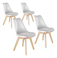 Tectake - 4 Eetkamerstoelen Friederike - Wit - 403813