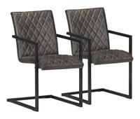 vidaxl Freischwinger 2 Stk. Grau Echtleder - 
