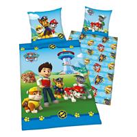 Herding Wende- Kinderbettwäsche Paw Patrol, Renforcé, 135 x 200 cm blau