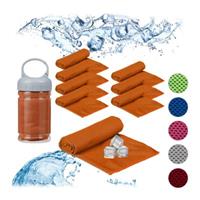 Relaxdays 8 x Kühlendes Handtuch Sportkühltuch Cooling Towel orange Yogahandtuch kühlend
