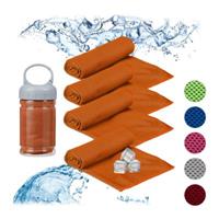 Relaxdays 4 x Kühlendes Handtuch Sportkühltuch Yoga Fitnesstuch Kühlhandtücher Set orange