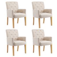 vidaXL Eetkamerstoelen met armleuningen 4 st stof beige