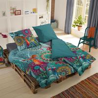 hip Omkeerbaar beddengoed Lovise Mako-satijn, 135x200, Rits, Omkeerbaar, Mandala Bloemen Petrol