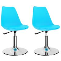 vidaXL Eetkamerstoelen draaibaar 2 st kunstleer blauw