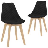 Esszimmerstühle 2 Stk. Schwarz Samt - VIDAXL