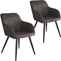 Tectake - 2x Stoel Marilyn Stof Donkergrijs / Zwart Sku: 404078