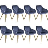 Tectake - 8x Stoel Marilyn Fluweellook Goud Blauw/goud Sku: 403997