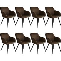 Tectake - 8x Stoel Marilyn Stof Donkerbruin / Zwart Sku: 404073