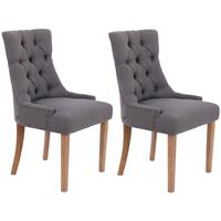 clp 2er Set Esszimmerstuhl Aberdeen Stoff-dunkelgrau-Antik-Hell - 
