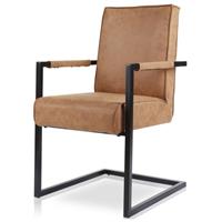 Bo Lundgren Eetkamerstoel Andries | Lederlook Soft Cognac | Met armleuning
