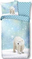 Good morning BEDLINENS Kinder- Wendebettwäsche Icebear, Flanell, 135 x 200 cm blau