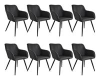 Tectake - 8x Stoel Marilyn Linnen Look Zwart Zwart Sku: 404085