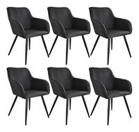 Tectake - 6x Stoel Marilyn Linnen Look Zwart Zwart Sku: 404084