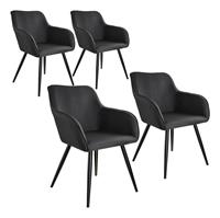 Tectake - 4x Stoel Marilyn Linnen Look Zwart Zwart Sku: 404083