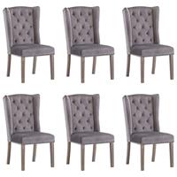 vidaXL Eetkamerstoelen 6 st fluweel grijs