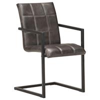 vidaXL Eetkamerstoelen 6 st echt leer grijs