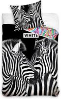 Carbotex dekbedovertrek Zebra 140 x 200 cm katoen zwart/wit