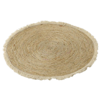J-Line tapijt Kwastjesband - vloerkleed - bamboe - beige|wit