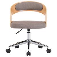vidaXL Eetkamerstoelen 2 st draaibaar gebogen hout en stof taupe
