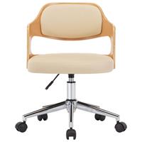 vidaXL Eetkamerstoelen draaibaar 6 st gebogen hout en kunstleer crème