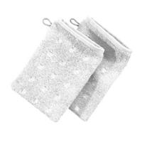Möve Waschhandschuh 2er-Pack Quadretti weiß